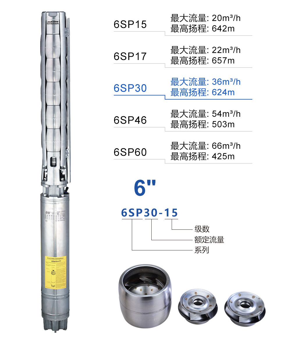 6SP30冲压不锈钢井用潜水泵产品介绍