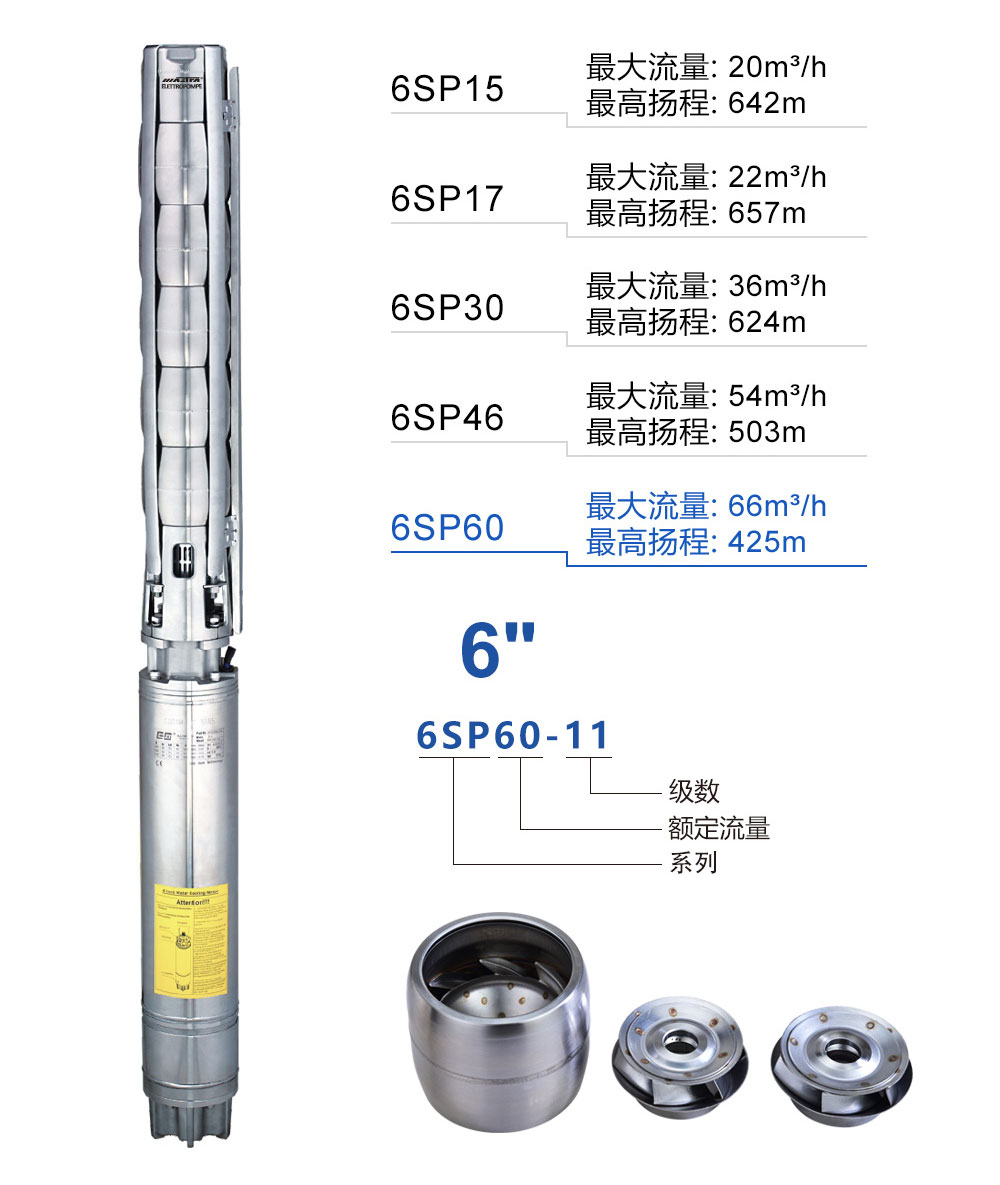 6SP60冲压全不锈钢井用潜水泵产品介绍